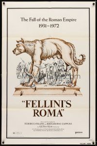 6k340 FELLINI'S ROMA 1sh '72 Italian Federico classic, bizarre artwork!
