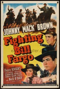 6k343 FIGHTING BILL FARGO 1sh '41 Johnny Mack Brown, Fuzzy Knight, Jeanne Kelly!