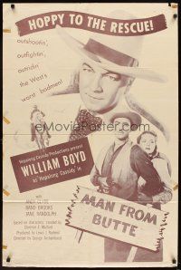 6k349 FOOL'S GOLD 1sh R50s close up of William Boyd as Hopalong Cassidy!