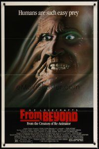 6k361 FROM BEYOND 1sh '86 H.P. Lovecraft, wild sci-fi horror image, humans are such easy prey!