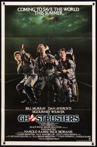 6k371 GHOSTBUSTERS advance 1sh '84 Bill Murray, Aykroyd, Ramis, Coming to Save The World!