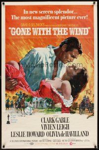 6k387 GONE WITH THE WIND 1sh R70 Clark Gable, Vivien Leigh, Leslie Howard, all-time classic!