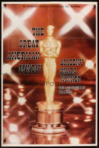 6k395 GREAT AMERICAN COWBOY awards 1sh '74 Larry Mahan, huge image of Oscar statue!