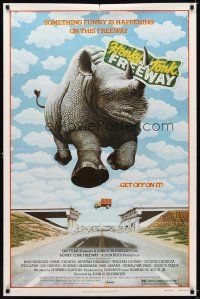 6k420 HONKY TONK FREEWAY 1sh '81 cool giant flying rhinocerus image!