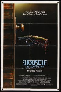 6k427 HOUSE II: THE SECOND STORY 1sh '87 great horror art of severed hand unlocking door!