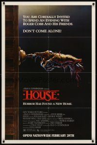 6k426 HOUSE advance 1sh '86 great artwork of severed hand ringing doorbell, don't come alone!