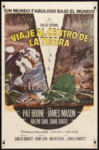 6k471 JOURNEY TO THE CENTER OF THE EARTH Spanish/U.S. 1sh '59 Jules Verne, great sci-fi monster art!