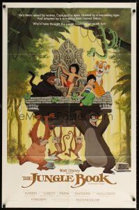 6k473 JUNGLE BOOK 1sh R84 Walt Disney cartoon classic, great image of Mowgli & friends!