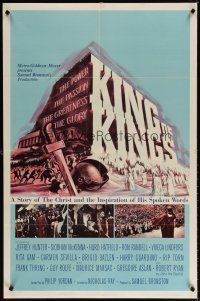 6k482 KING OF KINGS style B 1sh '61 Nicholas Ray Biblical epic, Jeffrey Hunter as Jesus!