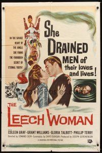 6k499 LEECH WOMAN 1sh '60 deadly female vampire drained love & life from every man she trapped!