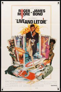 6k506 LIVE & LET DIE 1sh '73 art of Roger Moore as James Bond by Robert McGinnis!