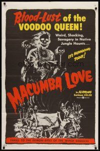 6k529 MACUMBA LOVE 1sh '60 weird, shocking savagery in native jungle haunts the voodoo queen!