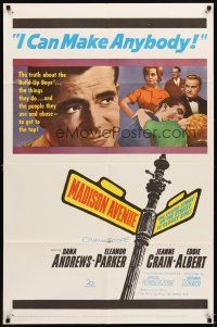 6k531 MADISON AVENUE 1sh '61 Dana Andrews wants Eleanor Parker to be nice to him!