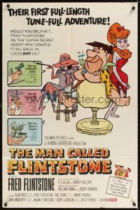 6k533 MAN CALLED FLINTSTONE 1sh '66 Hanna-Barbera, Fred, Barney, Wilma & Betty!