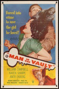 6k536 MAN IN THE VAULT 1sh '56 directed by Andrew V. McLaglen, sexy two-timing Anita Ekberg!