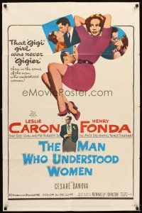 6k540 MAN WHO UNDERSTOOD WOMEN 1sh '59 Henry Fonda, super sexy full-length Leslie Caron!