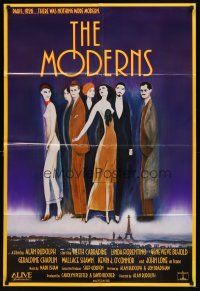 6k565 MODERNS 1sh '88 Alan Rudolph, Keith Carradine, cool art of trendy 1920s people!