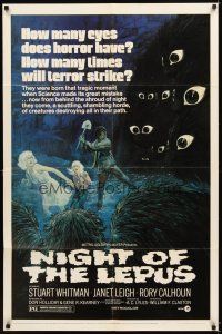 6k601 NIGHT OF THE LEPUS 1sh '72 cool monster art, how many eyes does horror have!