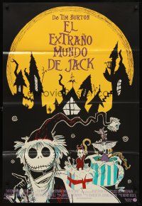 6k604 NIGHTMARE BEFORE CHRISTMAS Spanish/U.S. 1sh '93 Tim Burton, Disney, great different horror art!