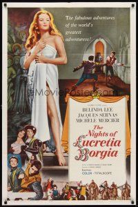 6k607 NIGHTS OF LUCRETIA BORGIA 1sh '60 Grieco's Le Notti di Lucrezia Borgia, sexy Belinda Lee!