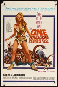 6k629 ONE MILLION YEARS B.C. 1sh '66 full-length sexiest prehistoric cave woman Raquel Welch!