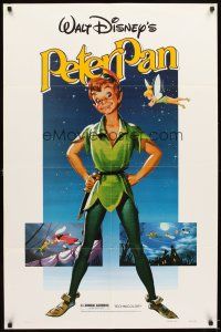 6k650 PETER PAN 1sh R82 Walt Disney animated cartoon fantasy classic, great full-length art!