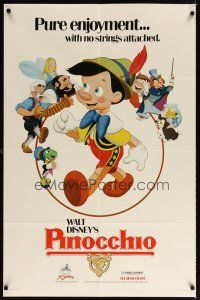 6k660 PINOCCHIO 1sh R84 Disney classic cartoon about a wooden boy who wants to be real!
