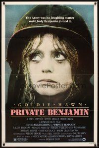 6k679 PRIVATE BENJAMIN 1sh '80 funny image of depressed soldier Goldie Hawn!