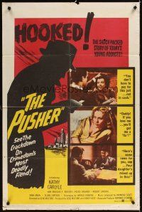 6k688 PUSHER 1sh '59 Harold Robbins early drug movie, Daddy, if you love me you'll get me a fix!