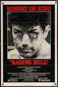 6k693 RAGING BULL 1sh '80 Martin Scorsese, classic close up boxing image of Robert De Niro!