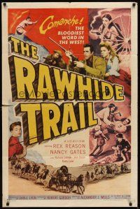 6k703 RAWHIDE TRAIL 1sh '58 killer-Comanches gather for the bloody eve of the tomahawk & knife!