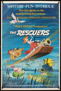 6k713 RESCUERS 1sh '77 Disney mouse mystery adventure cartoon from the depths of Devil's Bayou!