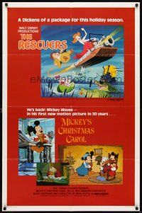 6k714 RESCUERS/MICKEY'S CHRISTMAS CAROL 1sh '83 Disney package for the holiday season!