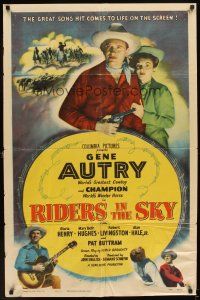 6k725 RIDERS IN THE SKY 1sh '49 Gene Autry's great song hit comes to life!