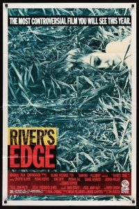 6k729 RIVER'S EDGE 1sh '86 Keanu Reeves, Crispin Glover, most controversial film!