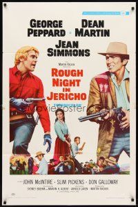 6k744 ROUGH NIGHT IN JERICHO style B 1sh '67 Dean Martin & George Peppard with guns drawn!