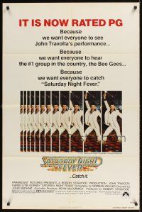 6k755 SATURDAY NIGHT FEVER PG-rated 1sh '77 cool images of disco dancer Travolta!