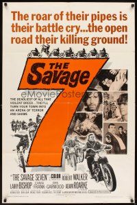 6k756 SAVAGE SEVEN 1sh '68 AIP, bad bikers, the open road their killing ground!