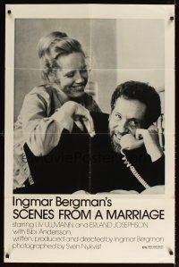 6k760 SCENES FROM A MARRIAGE 1sh '74 Ingmar Bergman, Liv Ullmann, Erland Josephson