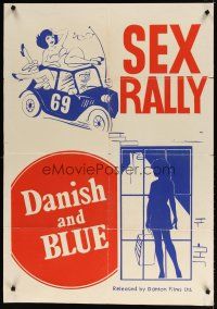 6k769 SEX RALLY/DANISH & BLUE 1sh '74 wacky art from sexy double-bill!