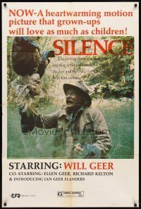 6k782 SILENCE 1sh '74 Will Geer, the story of a deaf boy lost in the wilderness!