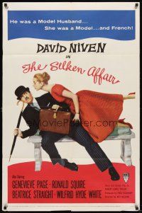 6k785 SILKEN AFFAIR 1sh '56 David Niven is a model husband, sexy Genevieve Page is a French model!