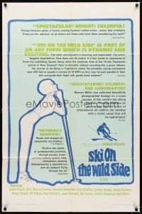 6k795 SKI ON THE WILD SIDE 1sh '67 Warren Miller, cool downhill skiing sports artwork!