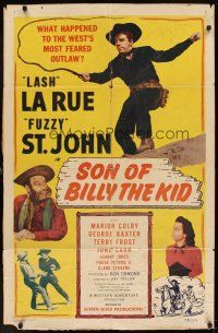 6k806 SON OF BILLY THE KID kraftbacked 1sh '49 Lash La Rue, Al Fuzzy St. John, cool cowboy art!