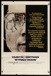 6k831 STRAW DOGS style C 1sh '72 Sam Peckinpah, c/u of Dustin Hoffman with broken glasses!
