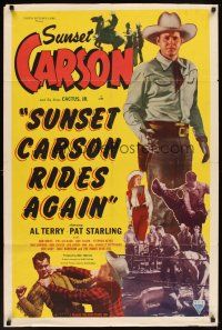 6k840 SUNSET CARSON RIDES AGAIN 1sh '48 great cowboy western images!