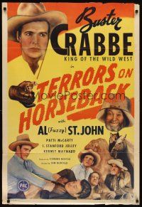 6k865 TERRORS ON HORSEBACK 1sh '46 Buster Crabbe, King of the Wild West, Al Fuzzy St. John