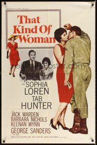 6k868 THAT KIND OF WOMAN 1sh '59 images of sexy Sophia Loren, Tab Hunter & George Sanders!