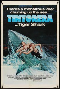 6k886 TINTORERA 1sh '77 best monstrous killer tiger shark horror artwork!