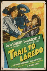 6k900 TRAIL TO LAREDO 1sh '48 art of Charles Starrett as The Durango Kid with Smiley Burnette!